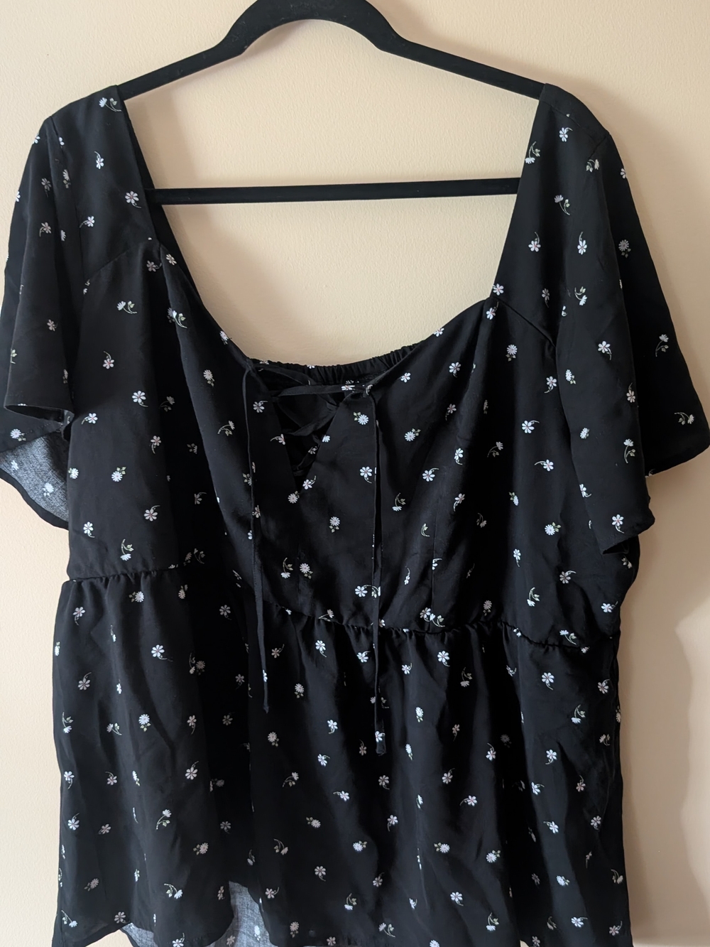 torrid Black Floral Lace-Up Midi Shirt
